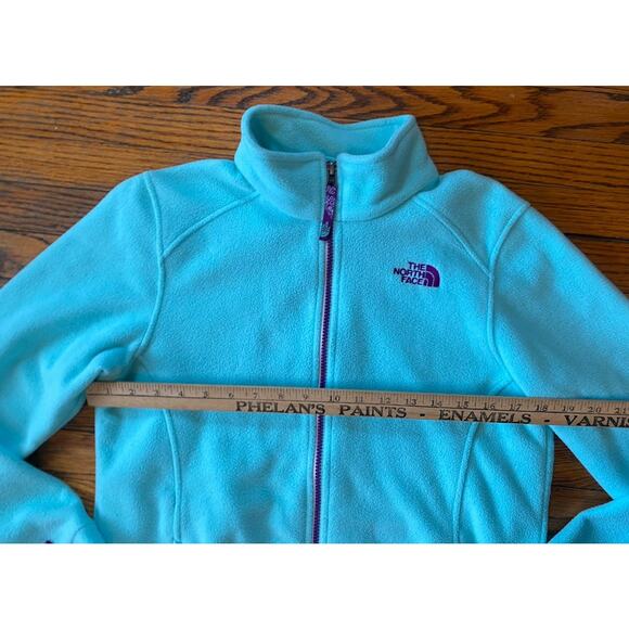 The North Face Soft Fleece Zip Jacket Girls 18 Mint Green Zip Pockets - Picture 5 of 9